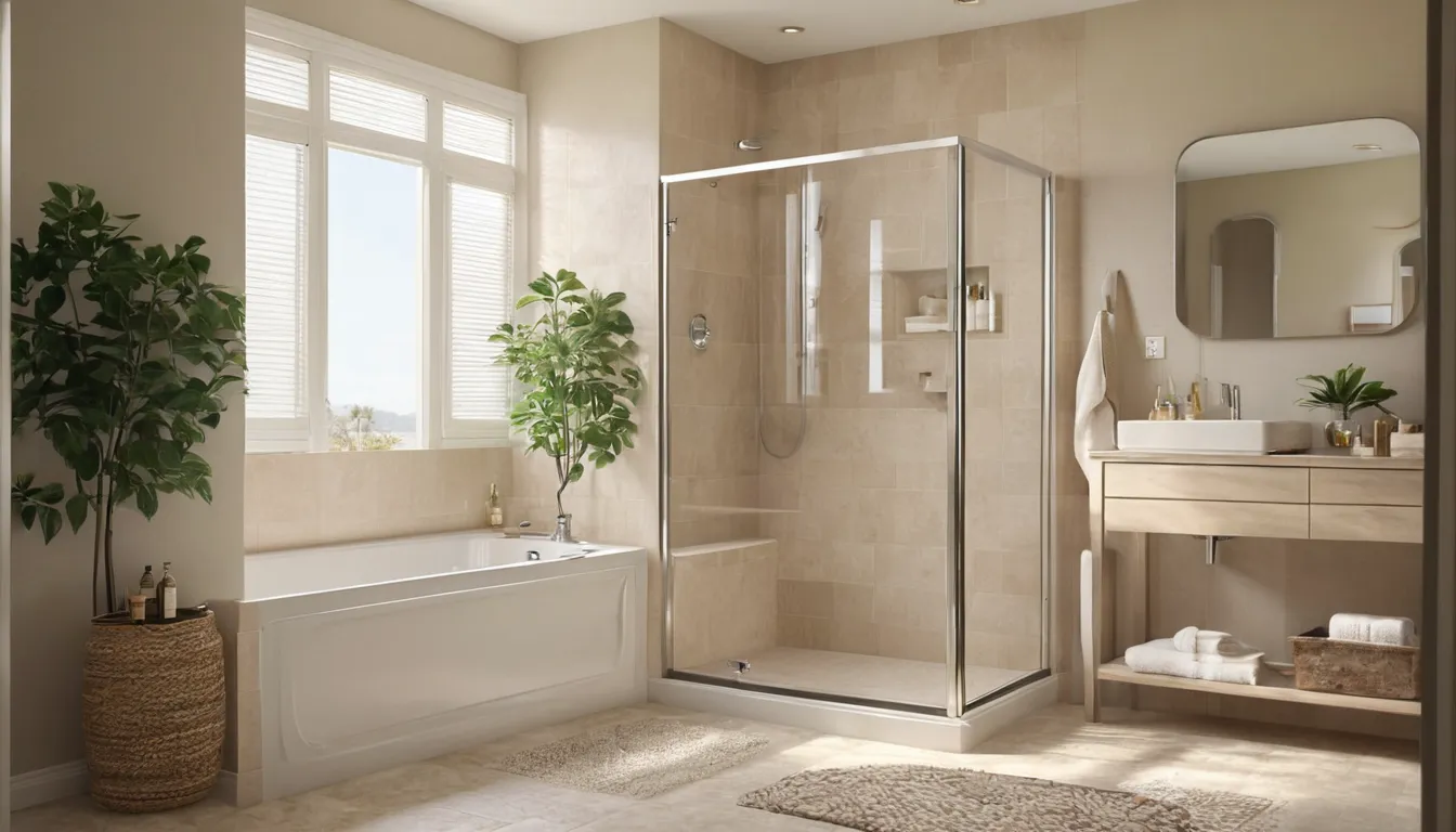 Smiling older homeowner sitting in a walk-in tub in a bright bathroom in the Marlborough area